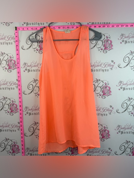 Japna Tops - Japna tank top neon orange Coral-Orange Sleeveless Chiffon Tank Top